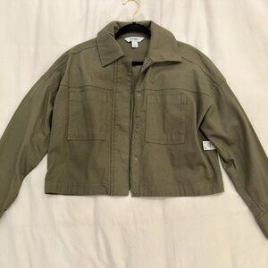 Old Navy Green Canvas Crop Utility Jacket